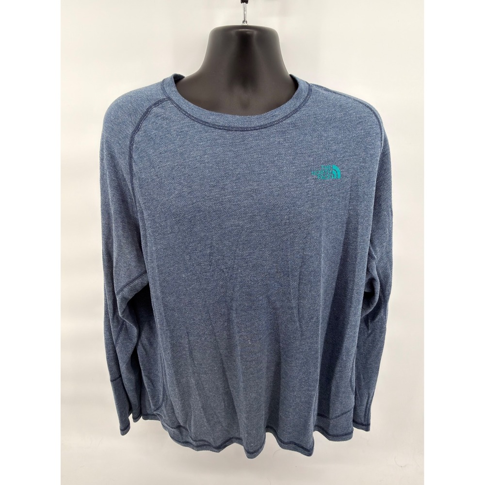 The North Face‎ Shirt Mens XL Blue Heathered Long Sleeve Crew Neck Tech Fleece